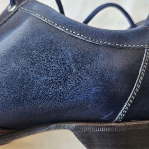 Forzieri Firenze Men's Leather Lace Up Casual Shoes Navy/Red Size 8/US 8.5 Italy - Picture 9 of 10